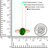 Bezel Set 10mmX8mm Oval Engagement Ring Cubic Zirconia 925 Sterling Silver