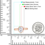 Bezel Set 9mmX7mm Pear Engagement Ring Cubic Zirconia 925 Sterling Silver