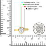 Bezel Set 9mmX7mm Pear Engagement Ring Cubic Zirconia 925 Sterling Silver