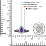Art Deco Engagement Ring Halo Marquise Cubic Zirconia 925 Sterling Silver