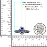 Art Deco Engagement Ring Halo Marquise Cubic Zirconia 925 Sterling Silver