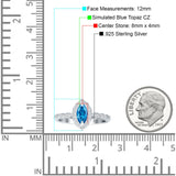 Art Deco Engagement Ring Halo Marquise Cubic Zirconia 925 Sterling Silver