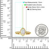 Art Deco Engagement Ring Halo Marquise Cubic Zirconia 925 Sterling Silver