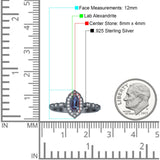 Art Deco Engagement Ring Halo Marquise Lab Alexandrite 925 Sterling Silver