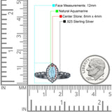 Art Deco Engagement Ring Halo Marquise Natural Aquamarine 925 Sterling Silver