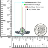 Art Deco Engagement Ring Halo Marquise Natural Green Amethyst Prasiolite 925 Sterling Silver