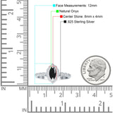 Art Deco Engagement Ring Halo Marquise Natural Black Onyx 925 Sterling Silver