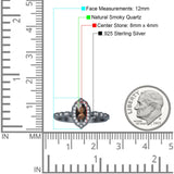 Art Deco Engagement Ring Halo Marquise Natural Chocolate Smoky Quartz 925 Sterling Silver