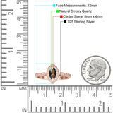Art Deco Engagement Ring Halo Marquise Natural Chocolate Smoky Quartz 925 Sterling Silver