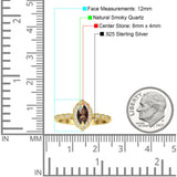 Art Deco Engagement Ring Halo Marquise Natural Chocolate Smoky Quartz 925 Sterling Silver