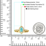Art Deco Engagement Ring Halo Marquise Cubic Zirconia 925 Sterling Silver