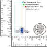 Art Deco Engagement Ring Halo Marquise Cubic Zirconia 925 Sterling Silver