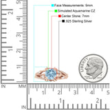 Round Engagement Ring Split Shank Cubic Zirconia 925 Sterling Silver