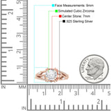 Round Engagement Ring Split Shank Cubic Zirconia 925 Sterling Silver