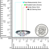 Infinity Round Three Stone Ring Cubic Zirconia 925 Sterling Silver