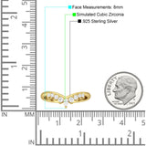 8mm Contour Curved V-Band Vintage Pear Teardrop Chevron Ring Cubic Zirconia 925 Sterling Silver