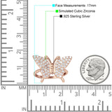 Beaded Band Milgrain Butterfly Finger Ring Cubic Zirconia 925 Sterling Silver