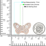 Butterfly Cluster Ring Sparkling Crystal Baguette Cubic Zirconia 925 Sterling Silver