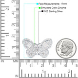 Butterfly Cluster Ring Sparkling Crystal Baguette Cubic Zirconia 925 Sterling Silver