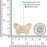 Butterfly Cluster Ring Sparkling Crystal Baguette Cubic Zirconia 925 Sterling Silver