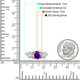 Vintage Style Round Three Stone Ring Cubic Zirconia 925 Sterling Silver