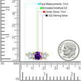 Vintage Style Round Three Stone Ring Cubic Zirconia 925 Sterling Silver