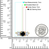 Vintage Style Round Three Stone Ring Cubic Zirconia 925 Sterling Silver