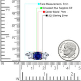 Vintage Style Round Three Stone Ring Cubic Zirconia 925 Sterling Silver