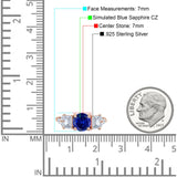 Vintage Style Round Three Stone Ring Cubic Zirconia 925 Sterling Silver