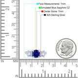 Vintage Style Round Three Stone Ring Cubic Zirconia 925 Sterling Silver