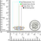 Vintage Style Round Three Stone Ring Cubic Zirconia 925 Sterling Silver