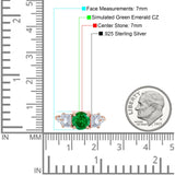 Vintage Style Round Three Stone Ring Cubic Zirconia 925 Sterling Silver