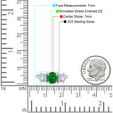Vintage Style Round Three Stone Ring Cubic Zirconia 925 Sterling Silver