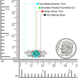 Vintage Style Round Three Stone Ring Cubic Zirconia 925 Sterling Silver