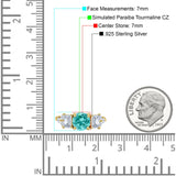 Vintage Style Round Three Stone Ring Cubic Zirconia 925 Sterling Silver