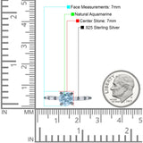 Solitaire Baguette Round Natural Aquamarine Engagement Ring 925 Sterling Silver