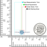 Solitaire Baguette Round Natural Aquamarine Engagement Ring 925 Sterling Silver
