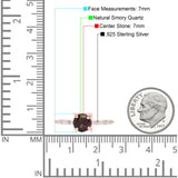 Solitaire Baguette Round Natural Smoky Quartz Engagement Ring 925 Sterling Silver