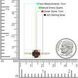 Solitaire Baguette Round Natural Smoky Quartz Engagement Ring 925 Sterling Silver