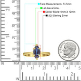 Marquise Solitaire Engagement Ring 6X12 Lab Alexandrite 925 Sterling Silver