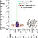 Marquise Solitaire Engagement Ring 6X12 Natural Amethyst 925 Sterling Silver