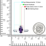 Marquise Solitaire Engagement Ring 6X12 Natural Amethyst 925 Sterling Silver
