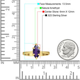 Marquise Solitaire Engagement Ring 6X12 Natural Amethyst 925 Sterling Silver