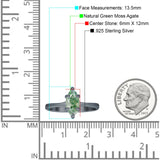 Marquise Solitaire Engagement Ring 6X12 Natural Green Moss Agate 925 Sterling Silver