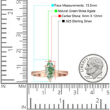 Marquise Solitaire Engagement Ring 6X12 Natural Green Moss Agate 925 Sterling Silver