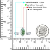 Marquise Solitaire Engagement Ring 6X12 Natural Green Moss Agate 925 Sterling Silver