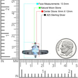 Marquise Solitaire Engagement Ring 6X12 Natural Moonstone 925 Sterling Silver