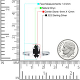 Marquise Solitaire Engagement Ring 6X12 Natural Black Onyx 925 Sterling Silver