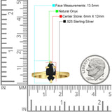 Marquise Solitaire Engagement Ring 6X12 Natural Black Onyx 925 Sterling Silver