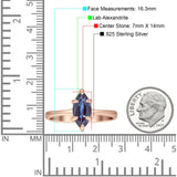 Marquise Solitaire Engagement Ring 7X14 Lab Alexandrite 925 Sterling Silver